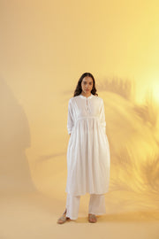 Ulfat White Cotton String Kurta
