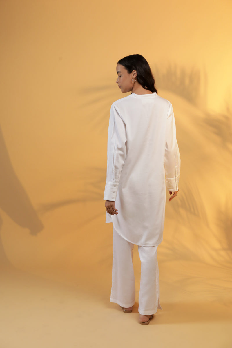 Ulfat White Cotton Kurta + Pants